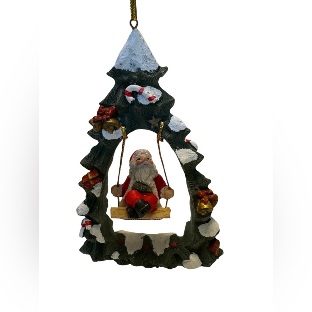 Santa on Swing Christmas Tree 🎄 Christmas Ornament Vintage 80s